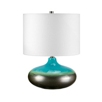 Mała lampa stołowa Laguna Turkusowe / Szkliwo grafitowe LAGUNA-TL-SM Elstead Lighting