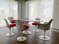 Stół TULIP ELLIPSE MARBLE ARABESCATO 200  biały - marmur, metal