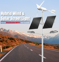 Lampa hybrydowa LED 2x40W / panel 2x 275W / turbina 400W / słup 7m
