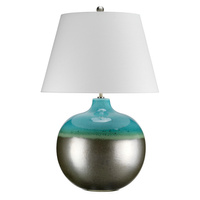 Duża lampa stołowa Laguna Turkusowe / Szkliwo grafitowe LAGUNA-TL-LRG Elstead Lighting
